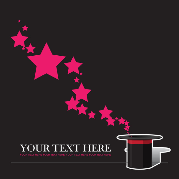 Stars taking off from magic hat. Vector illustration. Place for your text. - Vector, Imagen