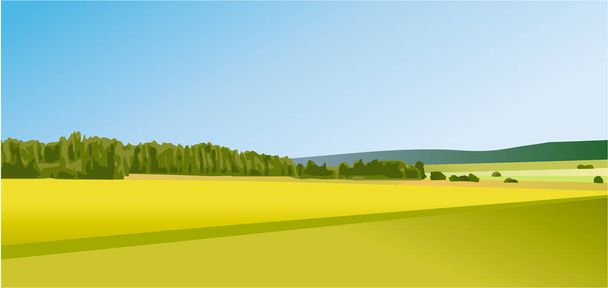 緑の野原と農村風景 - ベクター画像