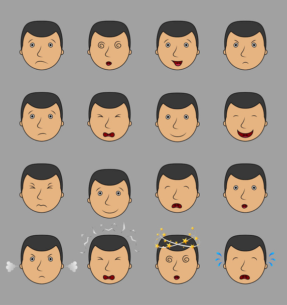 Set of businessman emoticons showing different facial expressions - Vector, Image