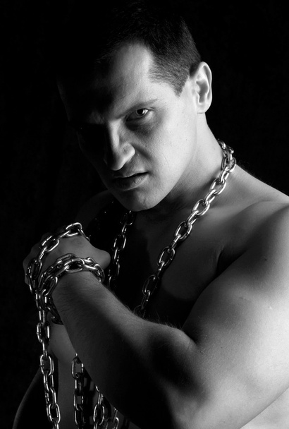 B&W portrait of muscular handsome sexy guy - Valokuva, kuva