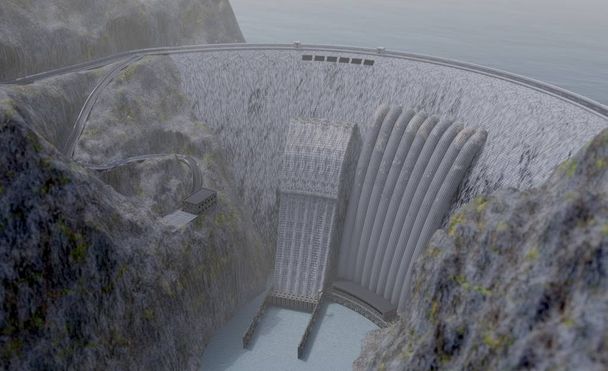 hydroelectric power station plant, 3d illustration - Photo, Image