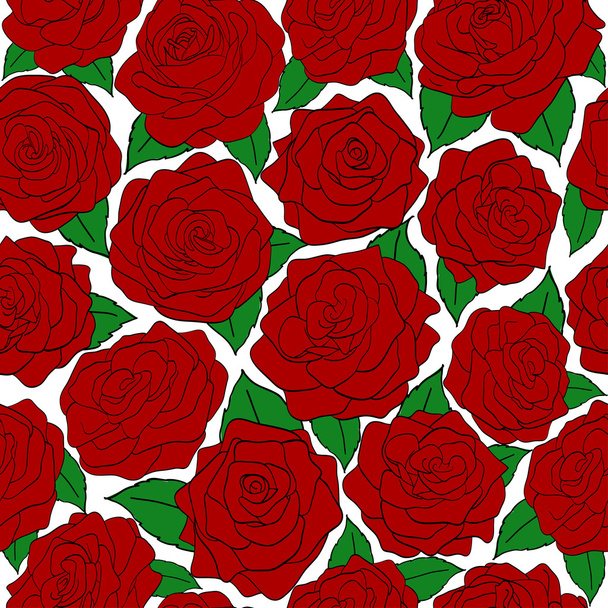 wzór czerwonych róż na białym tle - Wektor, obraz