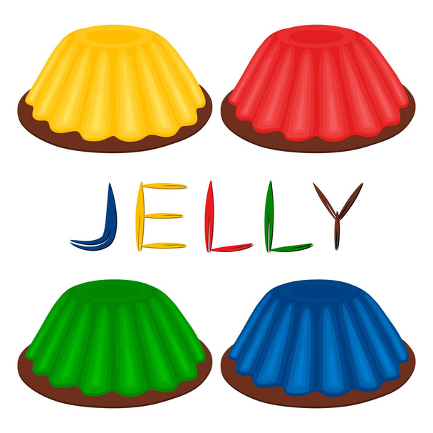 Vector illustration logo for set various dessert jelly - Vector, Image