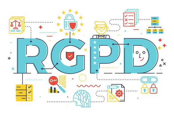 Slovo koncepce Evropské Gdpr (Obecné nařízení o ochraně údajů)  - Vektor, obrázek