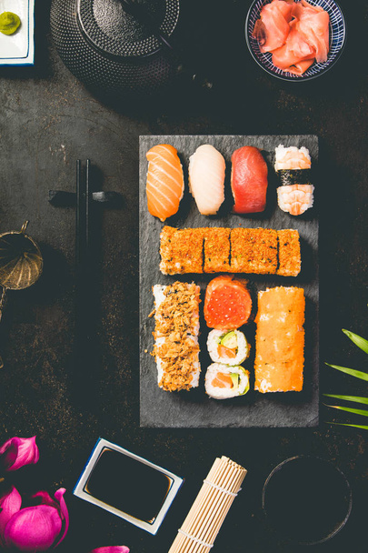 Flat-lay of sushi set - Foto, immagini