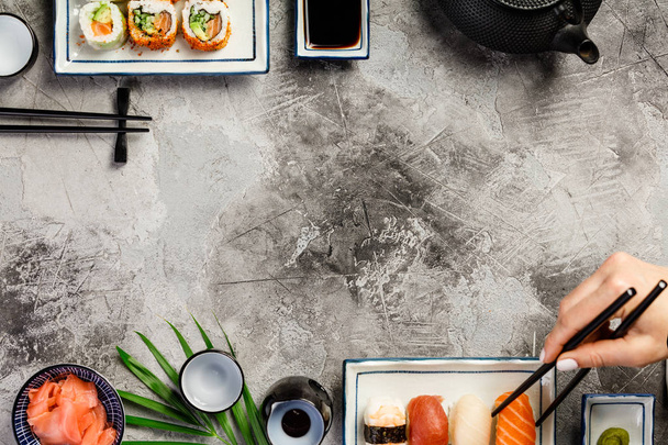 Flat-lay of sushi set - Foto, Bild