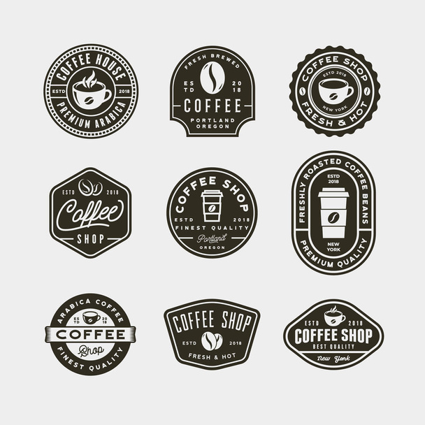 set of modern vintage coffee shop labels. vector illustration - Vector, Image