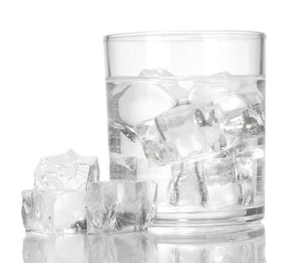 Ice cubes in glass isolated on white - Фото, изображение