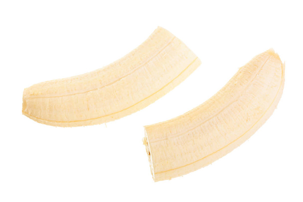 банан нарезанный изолирован на белом фоне. Вид сверху. Плоский лежал
 - Фото, изображение
