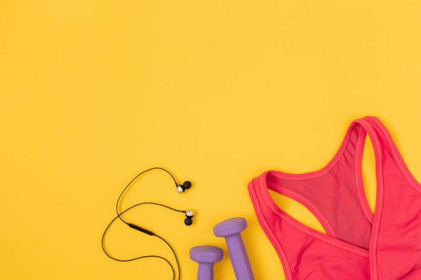 Sports and fitness flat lay. - 写真・画像
