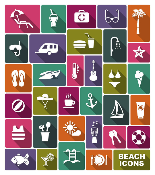 Iconos de playa. Ilustración vectorial
 - Vector, Imagen