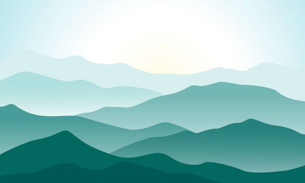 Mountains landscape with beautiful summer sunrise - Vector, Image