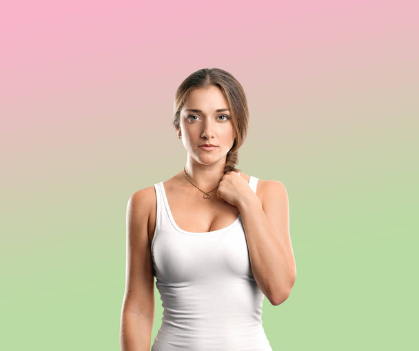Young woman in white shirt  - Fotó, kép