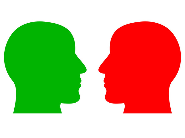 Un design simple des silhouettes de deux têtes humaines
 - Vecteur, image
