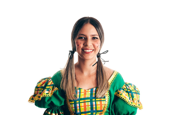Brazilian woman wearing typical clothes for the Festa Junina - Foto, immagini