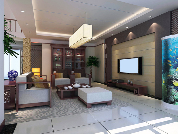 3D vykreslení moderní interiér obývacího pokoje - Fotografie, Obrázek