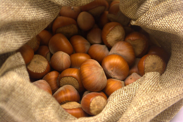 Hazelnuts in a bag. Nuts.  - Foto, Imagem