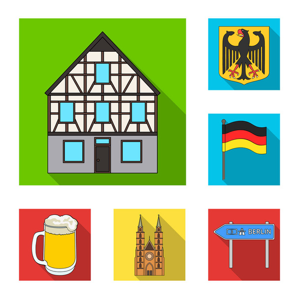 Country Germany flat icons in set collection for design. Germany and landmark vector symbol stock web illustration. - Wektor, obraz