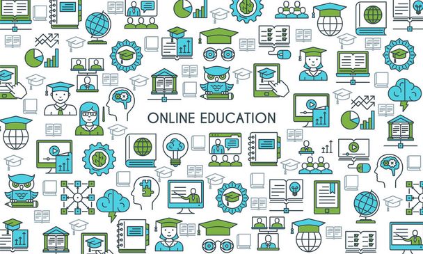 Banner educação on-line - Vetor, Imagem