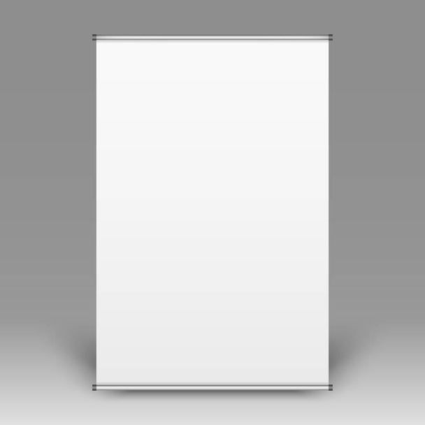 Realistic front view of empty flipchart on grey background, vector illustration - Vector, Image
