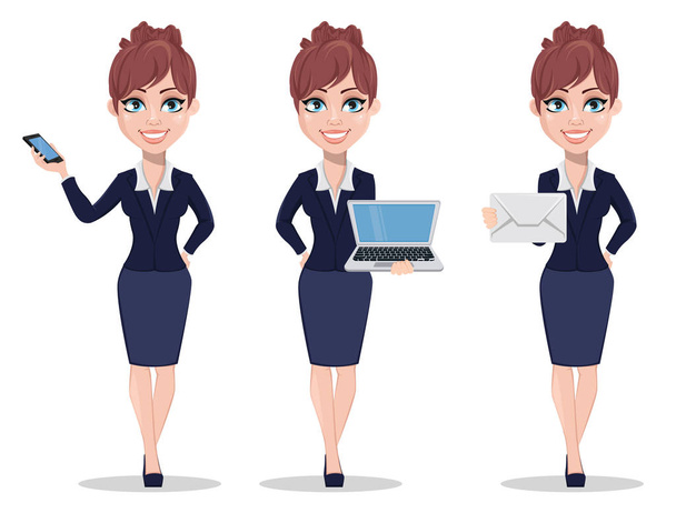 Beautiful business woman in office style clothes - Vector, Image