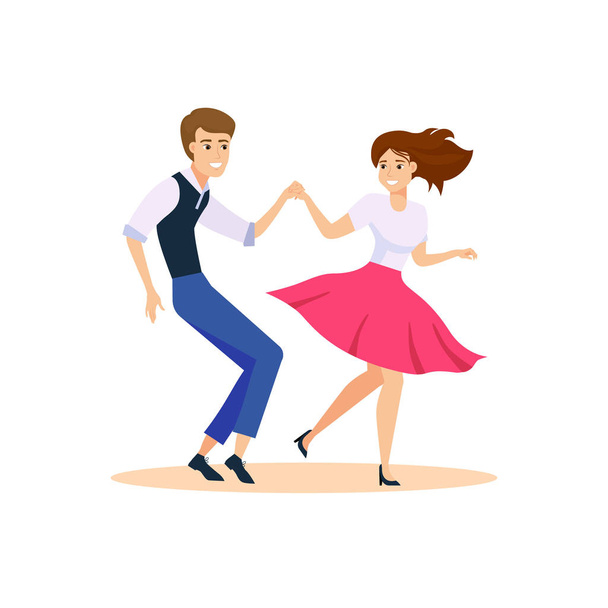 Χορευτικό ζευγάρι διανυσματικά εικονογράφηση. Χορευτές swing - Διάνυσμα, εικόνα