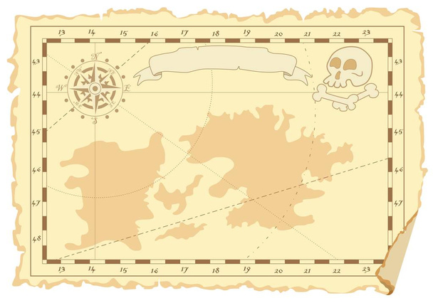 Template of an old sea map. Vector illustration. - Vector, Imagen
