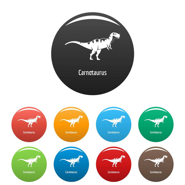 Carnotaurus icons set color vector - Vektör, Görsel