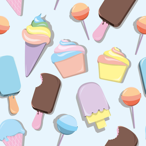 Seamless pattern with cute sweets. Vector illustration. - ベクター画像