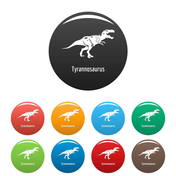 Tyrannosaurus icons set color vector - Вектор,изображение