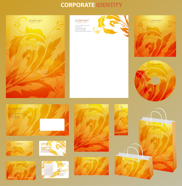 Ogange Business style template with floral pattern - Διάνυσμα, εικόνα