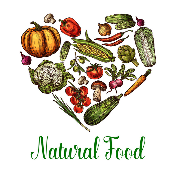 Vettore verdure naturali cibo schizzo cuore poster
 - Vettoriali, immagini