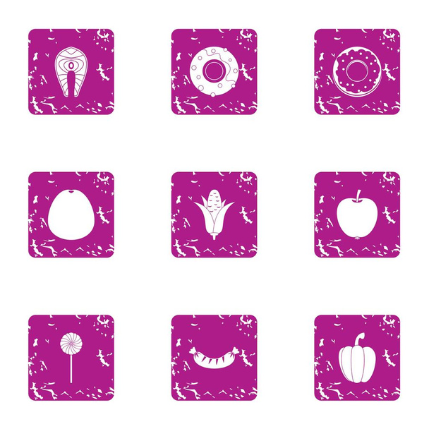 Try the food icons set, grunge style - Vector, Image