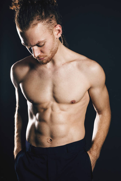 Young ginger topless man studio portrait - Photo, Image