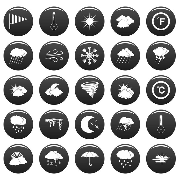 Weather icons set vetor black - Vector, Imagen
