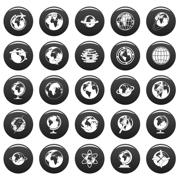 Globe Earth icons set vetor black - ベクター画像