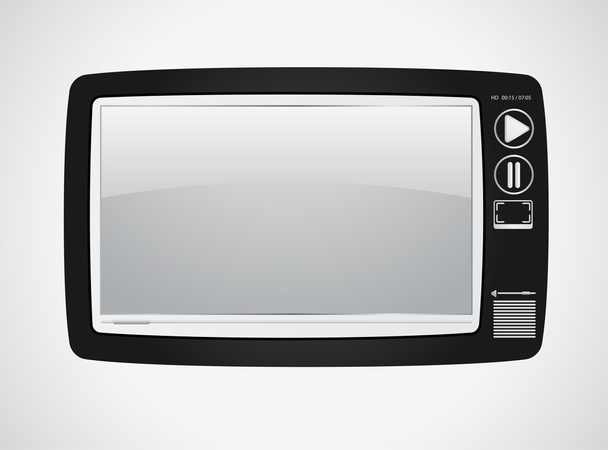 Conceptual Black Video player with TV shape and silver elements - Διάνυσμα, εικόνα