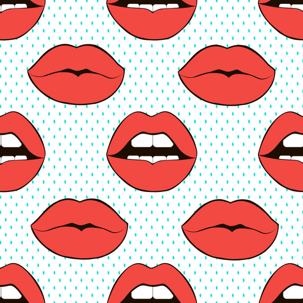 Seamless pattern lips. Sexy glamour vector background. - Vector, Image