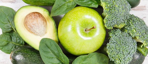 Natural green fruit and vegetables as source vitamins and minerals, healthy nutrition concept - Φωτογραφία, εικόνα
