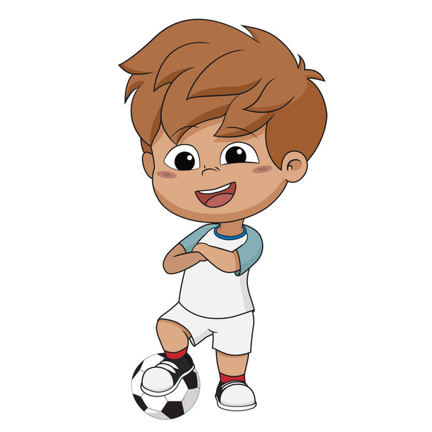 kid stand with ball. - Vector, imagen