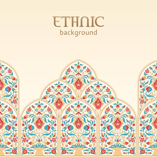 Ethnic oriental floral background - Vector, Image