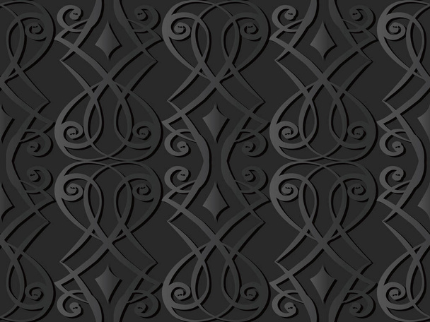 3D arte de papel oscuro espiral vórtice línea de marco cruzado
 - Vector, Imagen