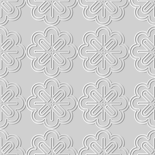 3 d のホワイト ペーパー アート曲線クロス フレーム ライン花 - ベクター画像