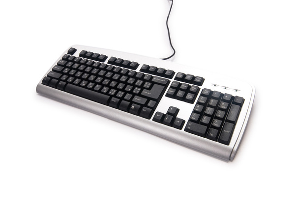 Gümüş klavye üzerinde beyaz izole - Fotoğraf, Görsel