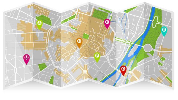 モックアップ デザイン地図の都市 - ベクター画像