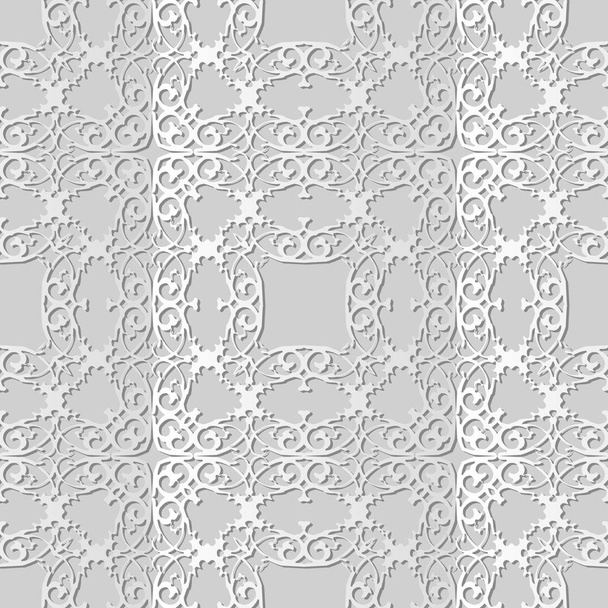 3d weißes Papier Kunst Spirale Kurve Kreuz königlichen Rahmen Wappen - Vektor, Bild