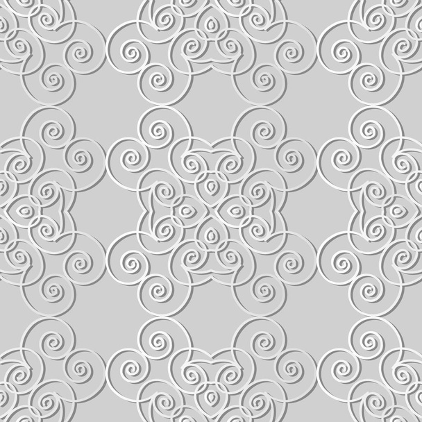 3d weißes Papier Kunst Wirbel Spirale Kurve Kreuzrahmen Weinstock - Vektor, Bild