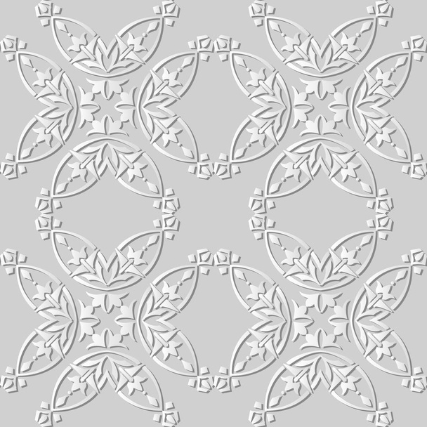 3 d のホワイト ペーパー アート曲線ラウンド クロスつる花 - ベクター画像