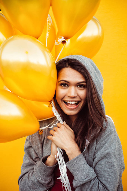 Happy teenager portrait on colored backgrounds - Fotó, kép