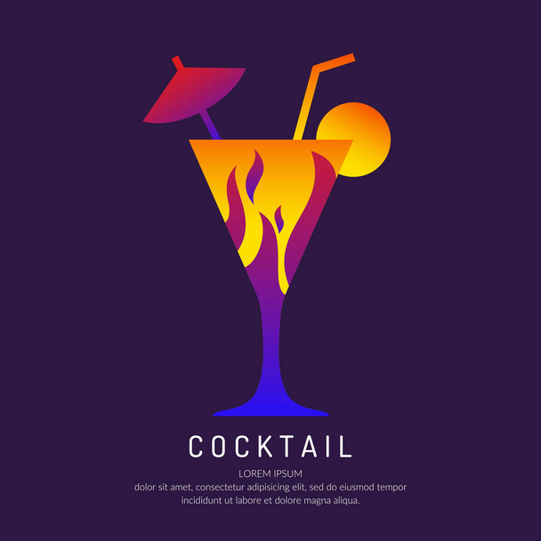 Illustration for bar menu alcoholic cocktail. Vector drawing of a Drink. - Vetor, Imagem